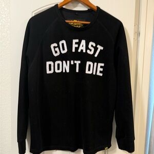 Black Graphic Sweatshirt - "Go Fast Don't Die"